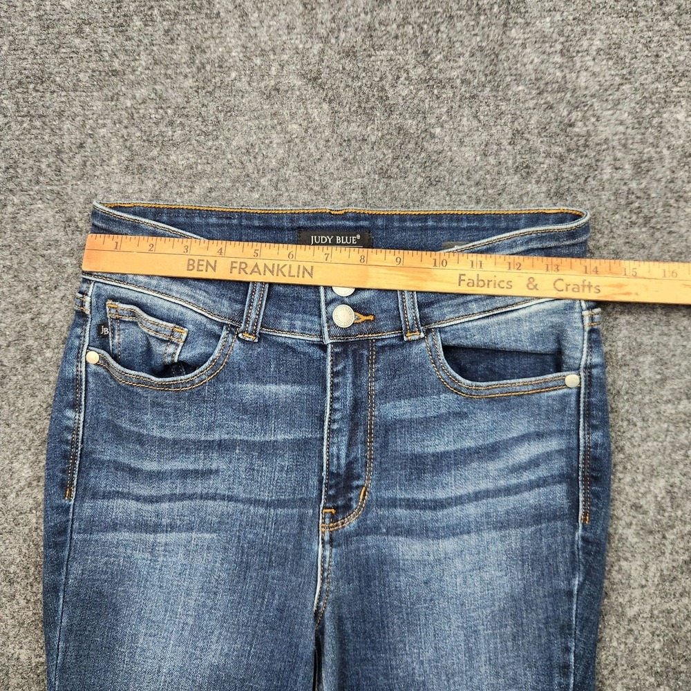 Judy Blue Bootcut Jeans Womens 7/28 Medium Wash Mid Rise Distressed Fringe Denim - Picture 5 of 9